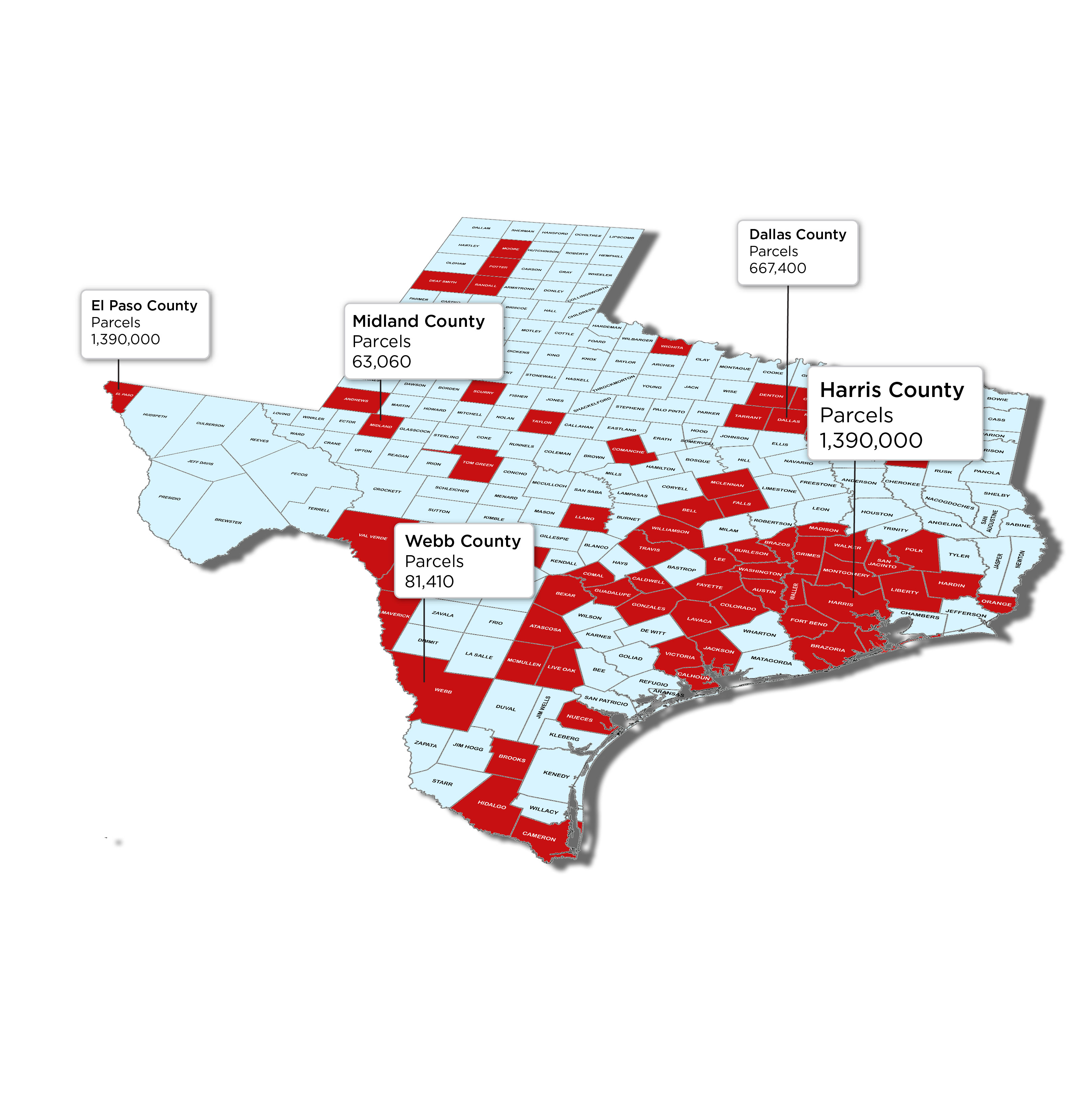 Texas Counties with Parcels